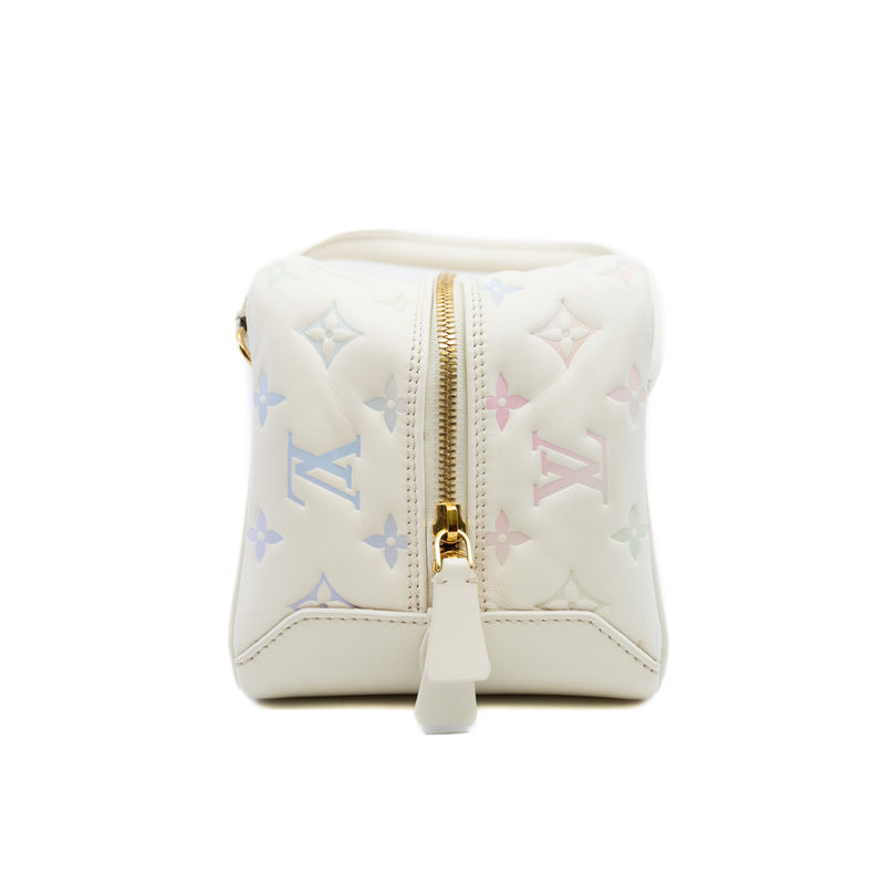 New Square White and Rainbow Multicolor Lambskin Bag with Chain GHW - L'UXE LINK