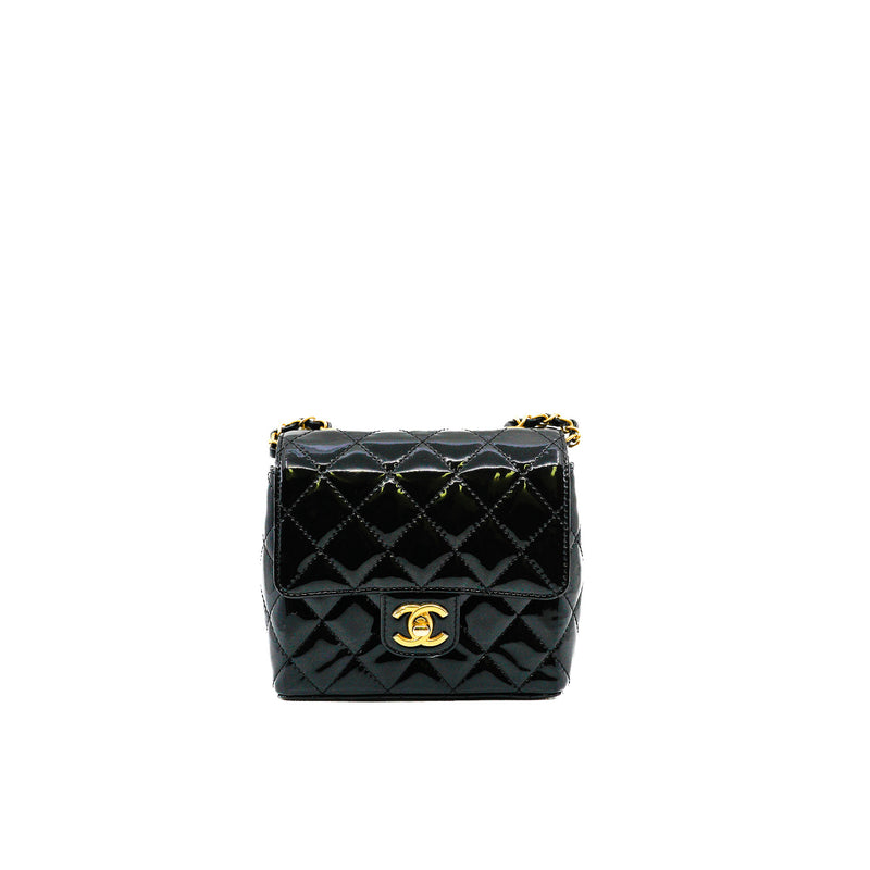 New Square Mini Patent Black Flap Bag GHW Seri CE8Hxxxx - L'UXE LINK