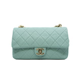 thumbnail 22C Medium Flap Bag With Enamel Chain In Calfskin Mint Green PHW Seri 29