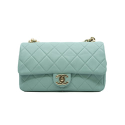 22C Medium Flap Bag With Enamel Chain In Calfskin Mint Green PHW Seri 29