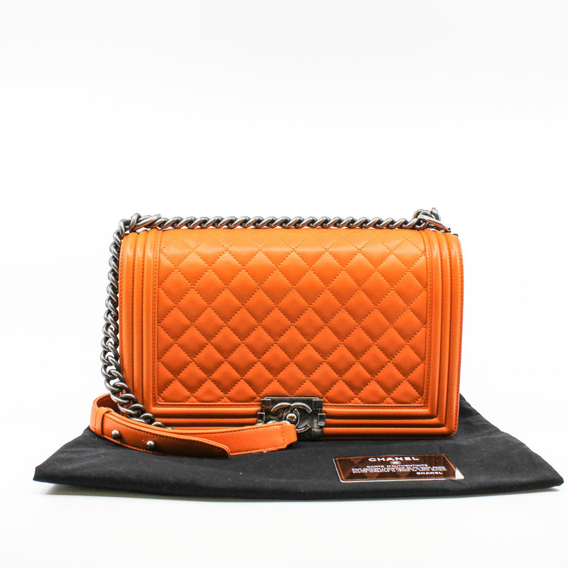 New Medium Leboy Orange In Lambskin Leather PHW Seri 20