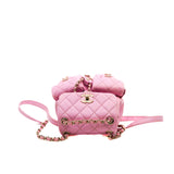 thumbnail Small Duma Pockets Drawstring In Pink Caviar Leather Backpack GHW Seri CE25XXXX - L'UXE LINK