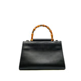 thumbnail Nymphaea Bamboo Handle In Black Cowhide Leather Handbag GHW With Strap - L'UXE LINK