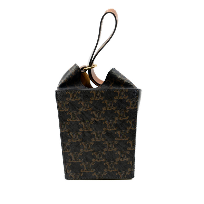 Strap Box Top Handle Bag Triomphe Canvas In Brown GHW - L'UXE LINK