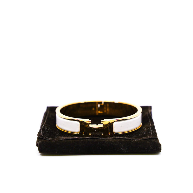 clic h bangle in white ghw - L'UXE LINK