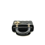 thumbnail Small Black In Satin Lady Dior With Crystal Buckle GHW With Strap - L'UXE LINK