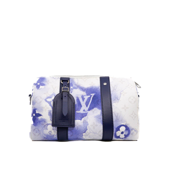 City Keepall Monogram Watercolor Blue Canvas Phw 2021 with Strap