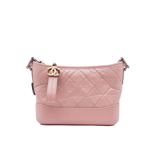 Small Gabrielle In Light Pink Calfskin Hobo Bag Multicolor Hardware Seri 27 - L'UXE LINK