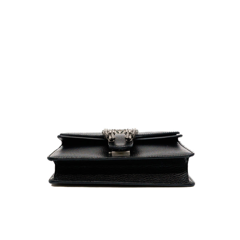 Dionysus Mini Black Calfskin Crystal Buckle Bag Ruthenium