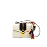 thumbnail Small White Calfskin Sylvie Shoulder Bag GHW - L'UXE LINK