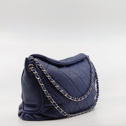 Quilted Calfskin Leather Blue Hobo Bag SHW Seri 21 - L'UXE LINK