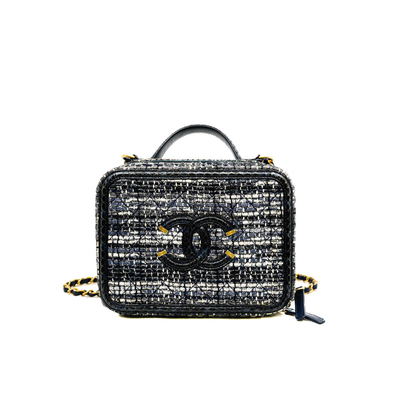 Filigree Grey/White Tweed Navy Python Vanity Case GHW Seri 25 - L'UXE LINK