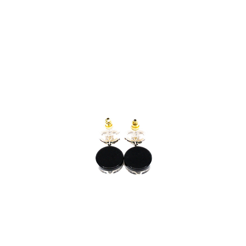 16S CC Pearl Black PVC Airplane Pendant Earrings