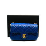 thumbnail Mini Rectangular In Blue Lambskin Quilted Pearl Crush Flap Bag GHW Seri 30 - L'UXE LINK