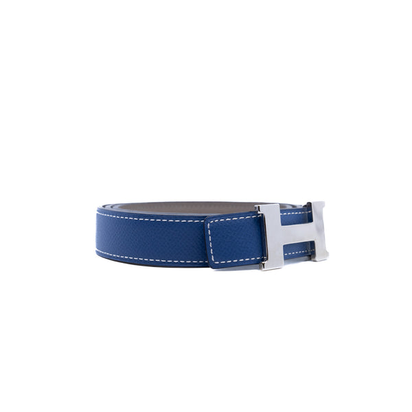 Mini Constance Belt Buckle & Reversible Leather Blue/Grey Strap 24 mm Size 85 PHW - L'UXE LINK