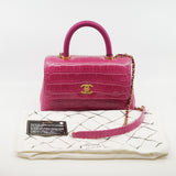 thumbnail Small Coco Handle In Hot Pink Alligator Handbag GHW Seri 24 - L'UXE LINK