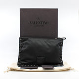 thumbnail Black Rockstud Studded Nylon Zip Pouch - L'UXE LINK