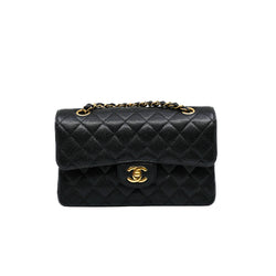 Small Classic Black Caviar Leather Double Flap Bag GHW - L'UXE LINK