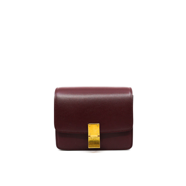 small CLASSIC BAG IN BOX CALFSKIN BURGUNDY ghw - L'UXE LINK