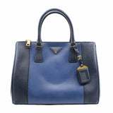 thumbnail Saffiano Lux Double Zip Tote Large blue navy ghw - L'UXE LINK