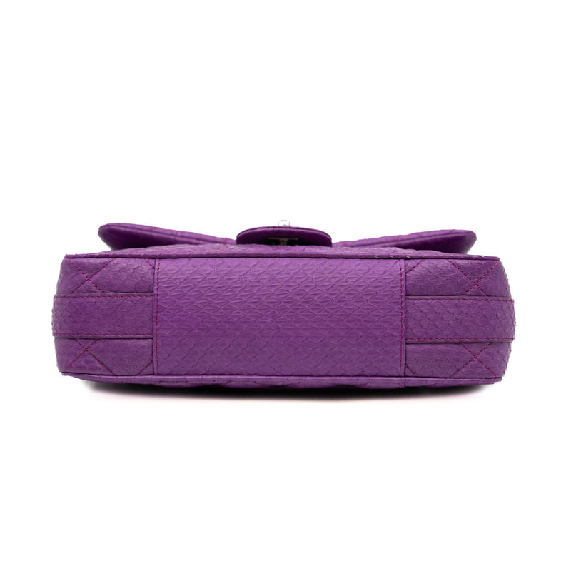 Top Handle Classic Flap In Purple Snake Leather PHW