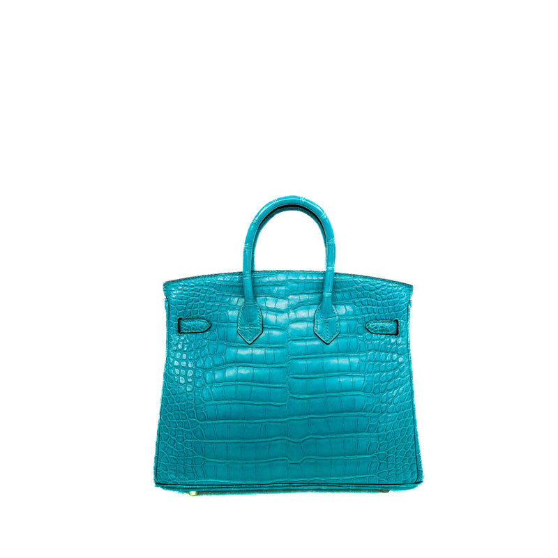 Birkin 25 Alligator Leather In 7F Blue Paon SHW X Stamp