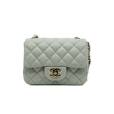 thumbnail Mini Square Flap Bag Lambskin Grey Green Ghw - L'UXE LINK