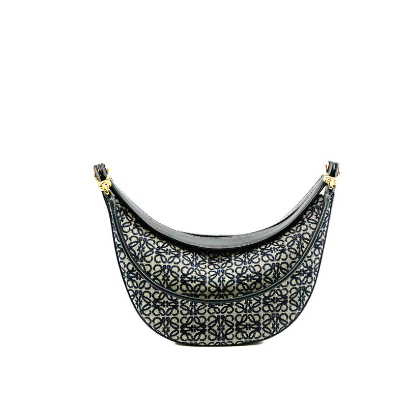 Small Luna Anagram In Black/Navy Shoulder Bag GHW - L'UXE LINK