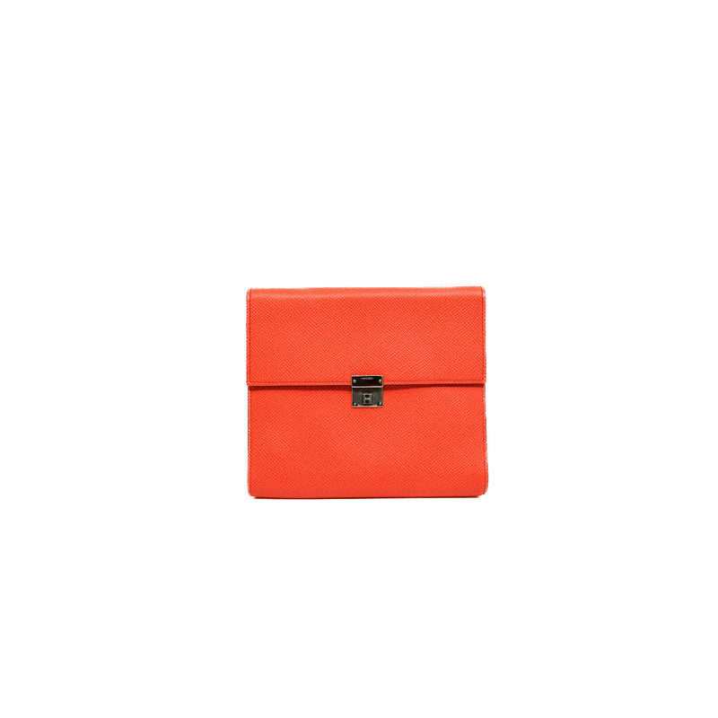 Clic 16 Wallet Epsom Orange Poppy PHW Y Stamp With Strap