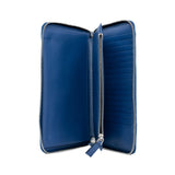 thumbnail Organizer Round Zipper Long Wallet Saffiano Leather Blue - L'UXE LINK