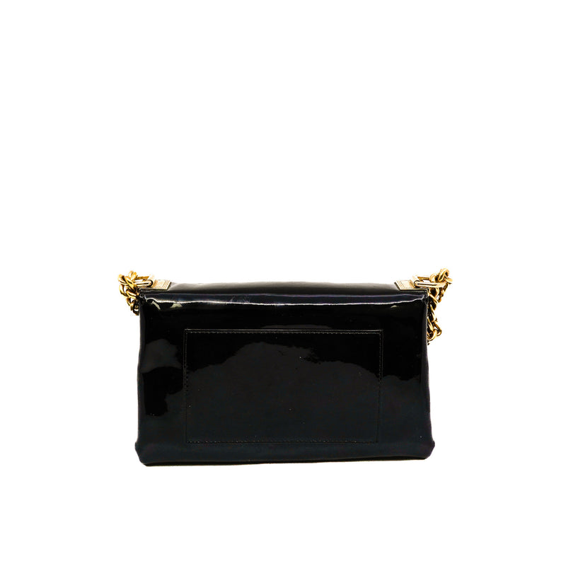 Black Patent Leather Medusa Chain Clutch GHW - L'UXE LINK