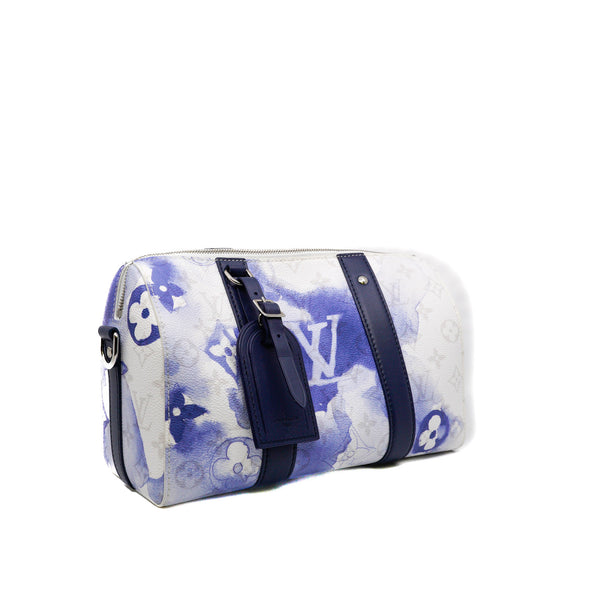 City Keepall Monogram Watercolor Blue Canvas Phw 2021 with Strap