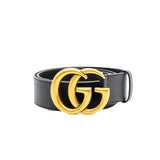 thumbnail GG Marmont Black Leather Gold Buckle Wide Belt Size 75 - L'UXE LINK