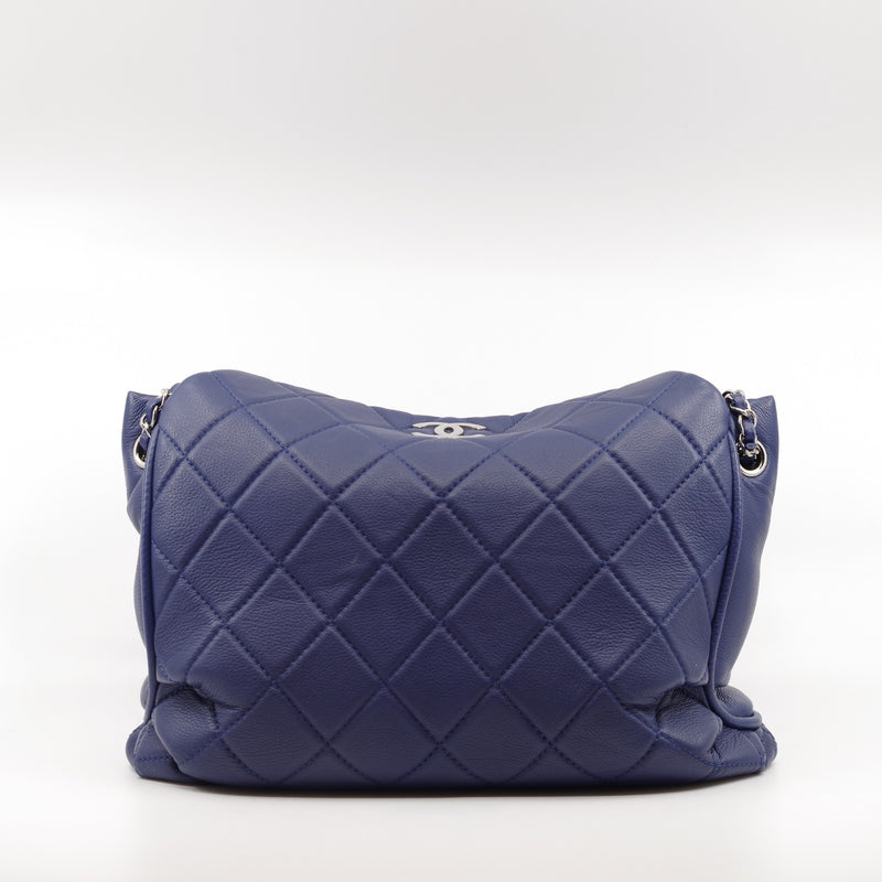 Quilted Calfskin Leather Blue Hobo Bag SHW Seri 21 - L'UXE LINK