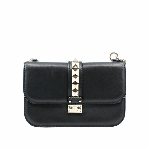 Rockstud Lock  Glam Bag leather black  ghw - L'UXE LINK