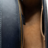 thumbnail Medium Sylvie Top Handle Bag Leather Navy GHW 2015 - L'UXE LINK