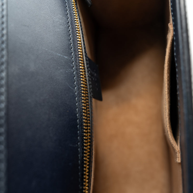 Medium Sylvie Top Handle Bag Leather Navy GHW 2015 - L'UXE LINK