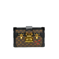 Petite Malle Monogram Canvas In Brown/Black GHW With Strap - L'UXE LINK