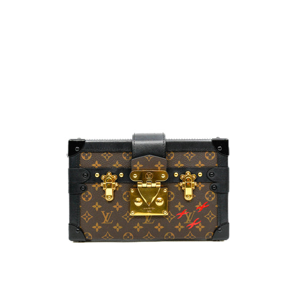 Petite Malle Monogram Canvas In Brown/Black GHW With Strap - L'UXE LINK