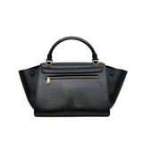 thumbnail Small Trapeze Black Calfskin and Suede Handbag GHW With Strap - L'UXE LINK