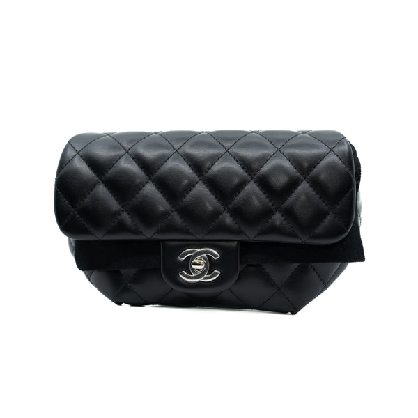 CC Uniform Calfskin Quilted Flap Belt Bag Black PHW Seri 32