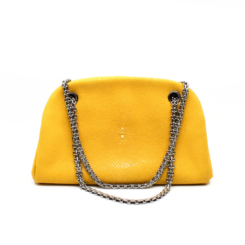 Small Bowling In Yellow Stingray Skin Shoulder Bag PHW Seri 15 - L'UXE LINK