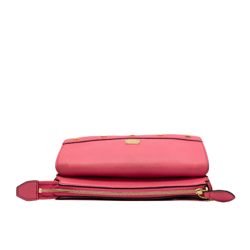 Studded Flap Shoulder Bag  Leather Pink GHW