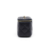 thumbnail Mini Navy Vanity Case In Caviar Leather Quilted Bag GHW With Chain Seri 29 - L'UXE LINK