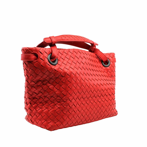 Bella Tote Intrecciato Nappa small Leather orange red  Gun Metal