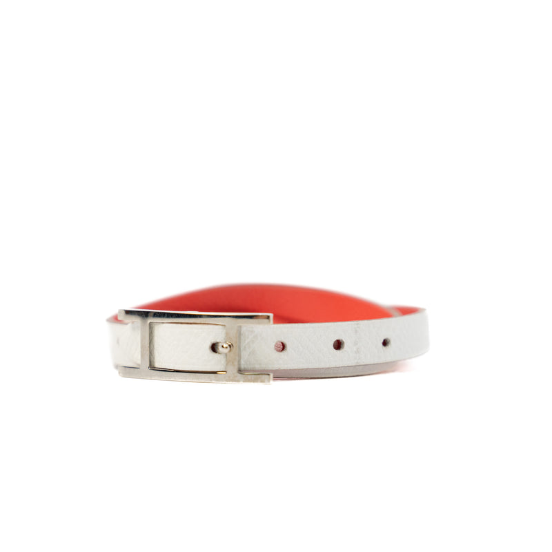 Behapi Double Tour In Leather White And L5 Crevette Bracelet PHW - L'UXE LINK