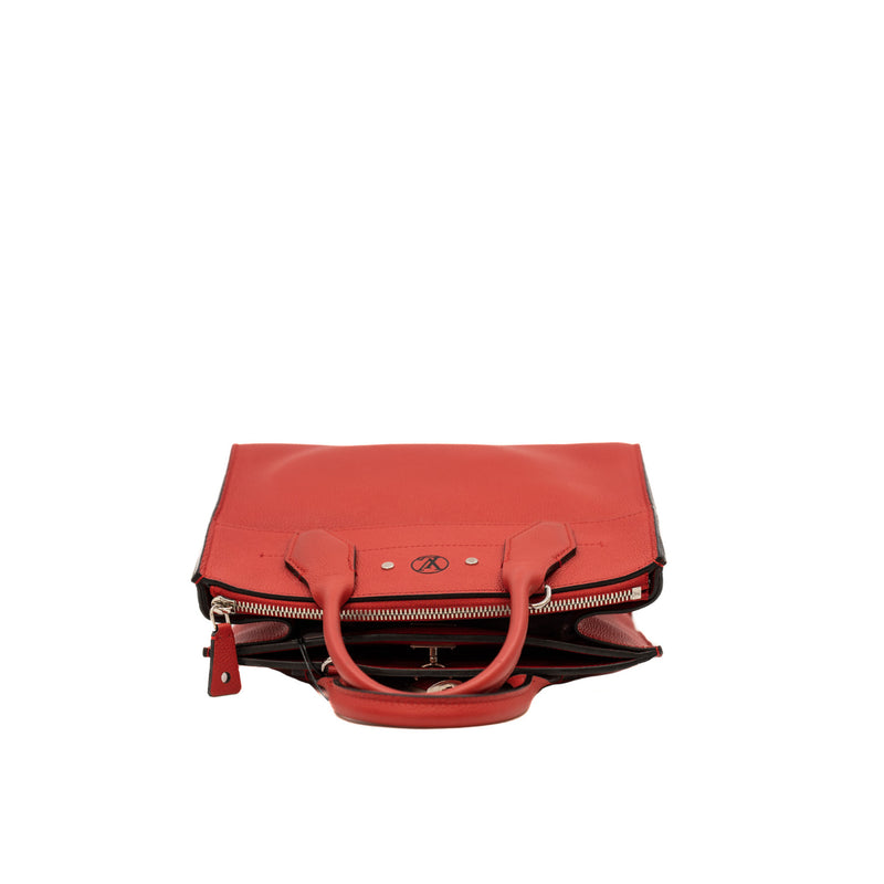 City Steamer PM In Red Calfskin Leather SHW With Strap - L'UXE LINK