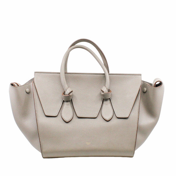 Tie Knot Tote MEDIUM Grainy Leather  GREY - L'UXE LINK