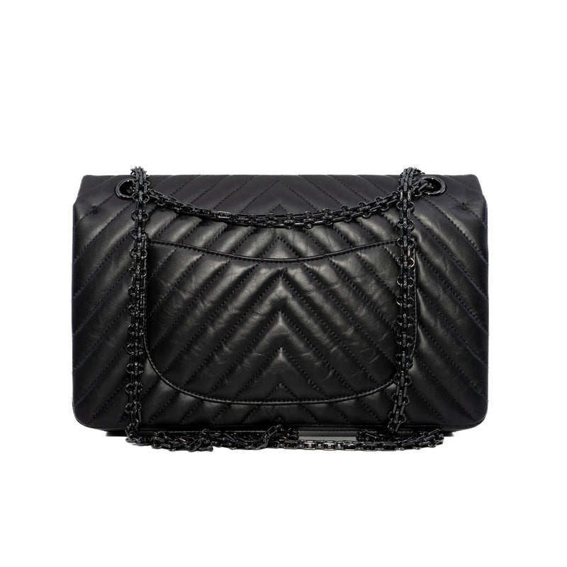 226 Large Reissue So Black Chevron Calfskin Bag Seri 25