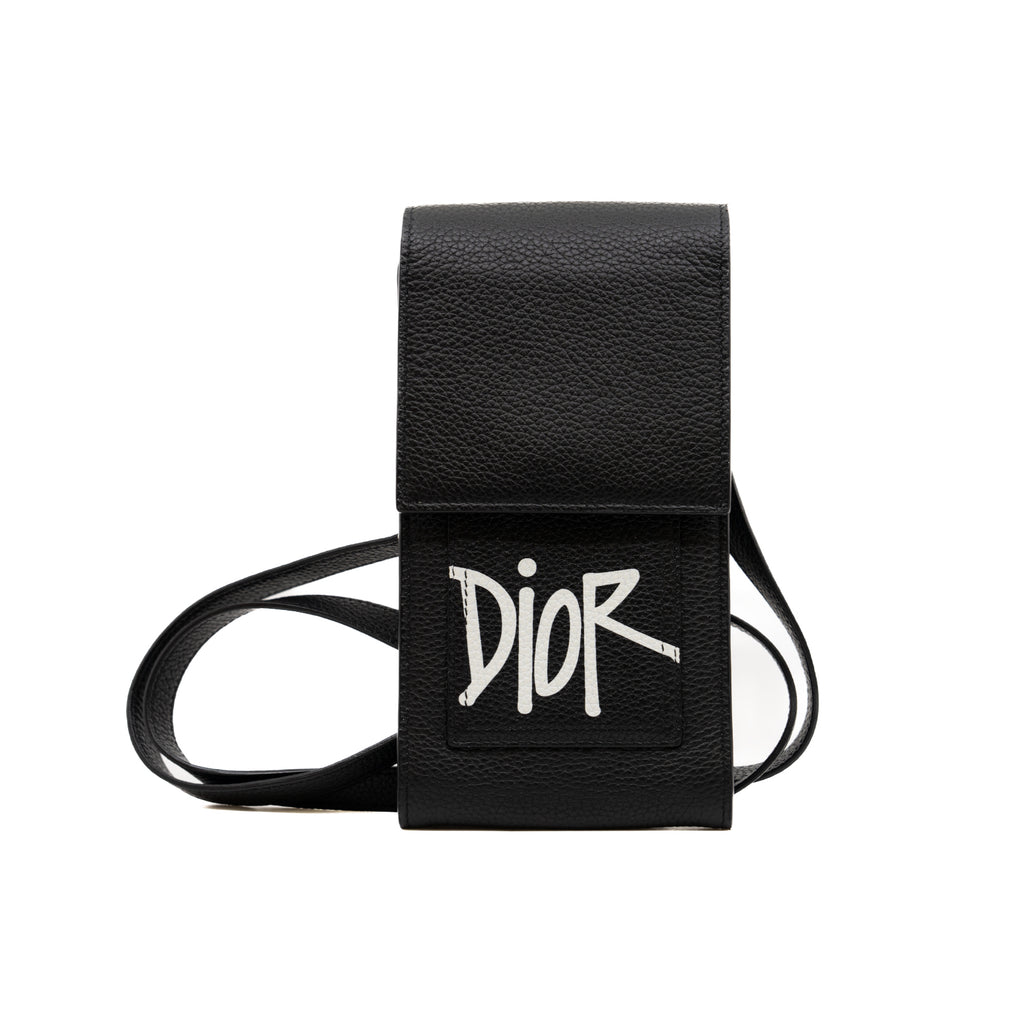 Dior Shawn Stussy Printed Leather Phone Holder Crossbody Bag – L'UXE LINK